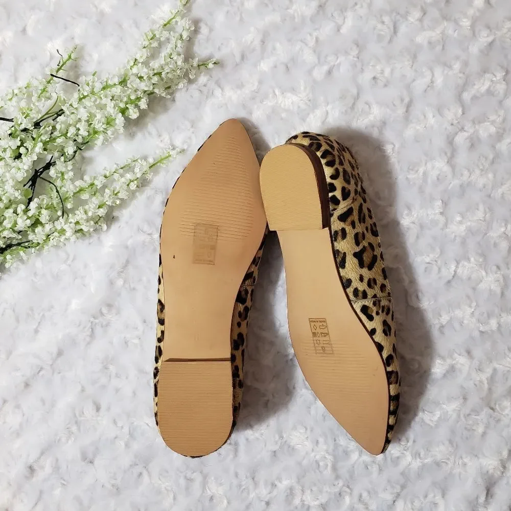 Max and Drew Women size 6 Jaguar Mimi Flat Genuine Leather Calf Hair Animal Prin